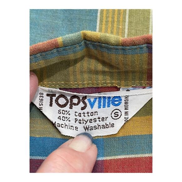 Vintage Topsville Plaid Shirt | Youth Small 6–8 | Short Sleeve 70s–80s Hong Kong - Picture 2 of 6